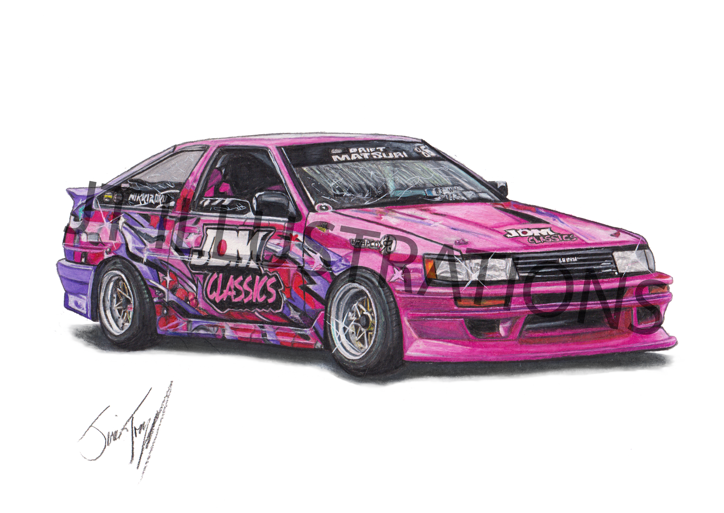 AE86 drift car print